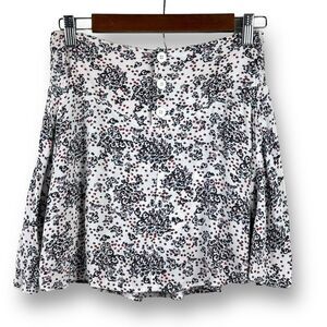 Free People Women's Size S Mini Skirt Skort Micro Floral Smocked Waist White